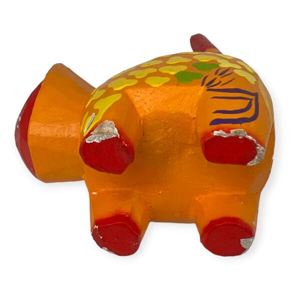 Vintage Handmade Carved Wooden Bali Cat Figurine Hand Painted Rustic Folk Art 6" - Picture 7 of 7